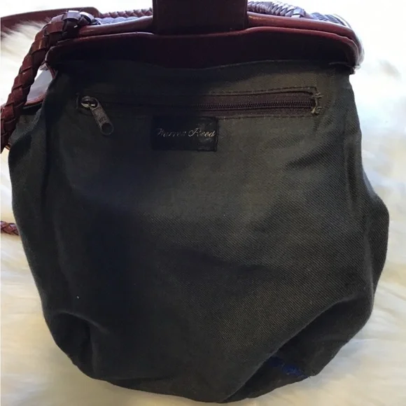 Vintage 1980s Warren Reed Oxblood Woven Leather Saddle Bag Structured - Picture 14 of 15